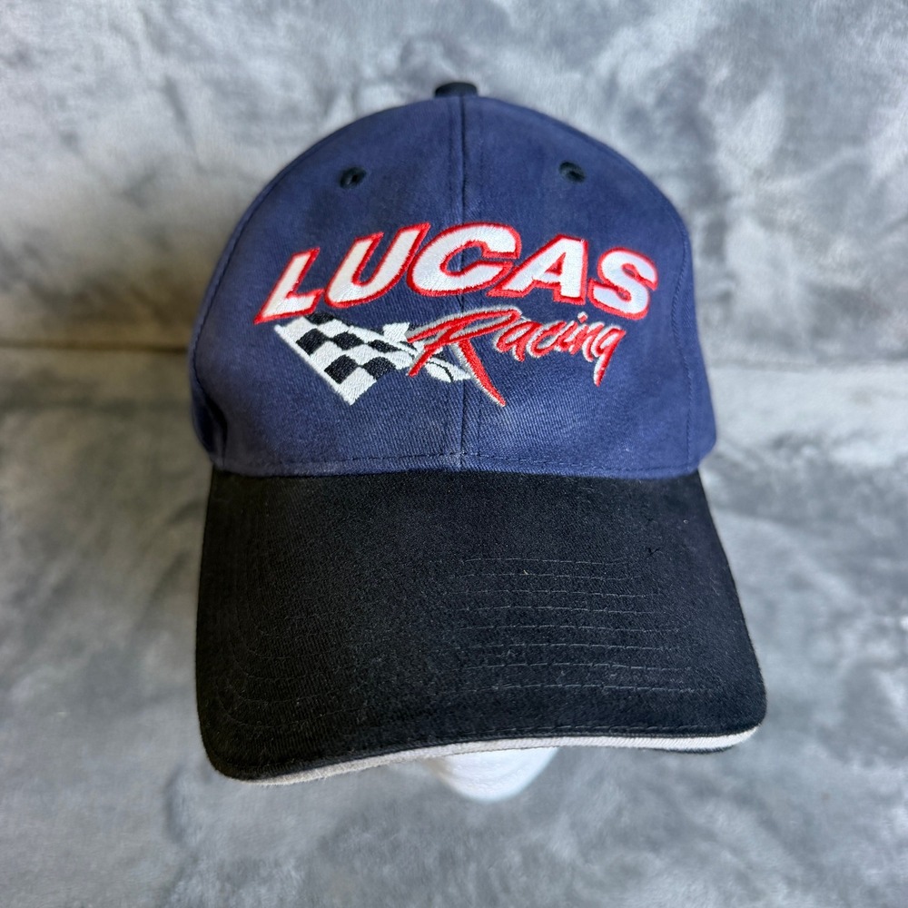 Lucas Racing Baseball Cap Navy Blue Black Embroidered Adjustable Hat Racing Gear
